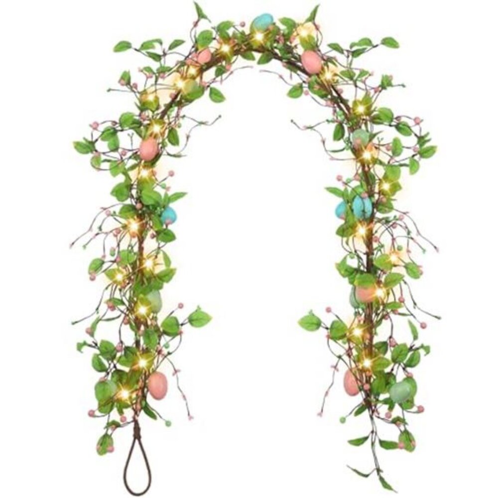 6 ft Artificial Easter Egg Garland with LED Mixed Berry Hanging
